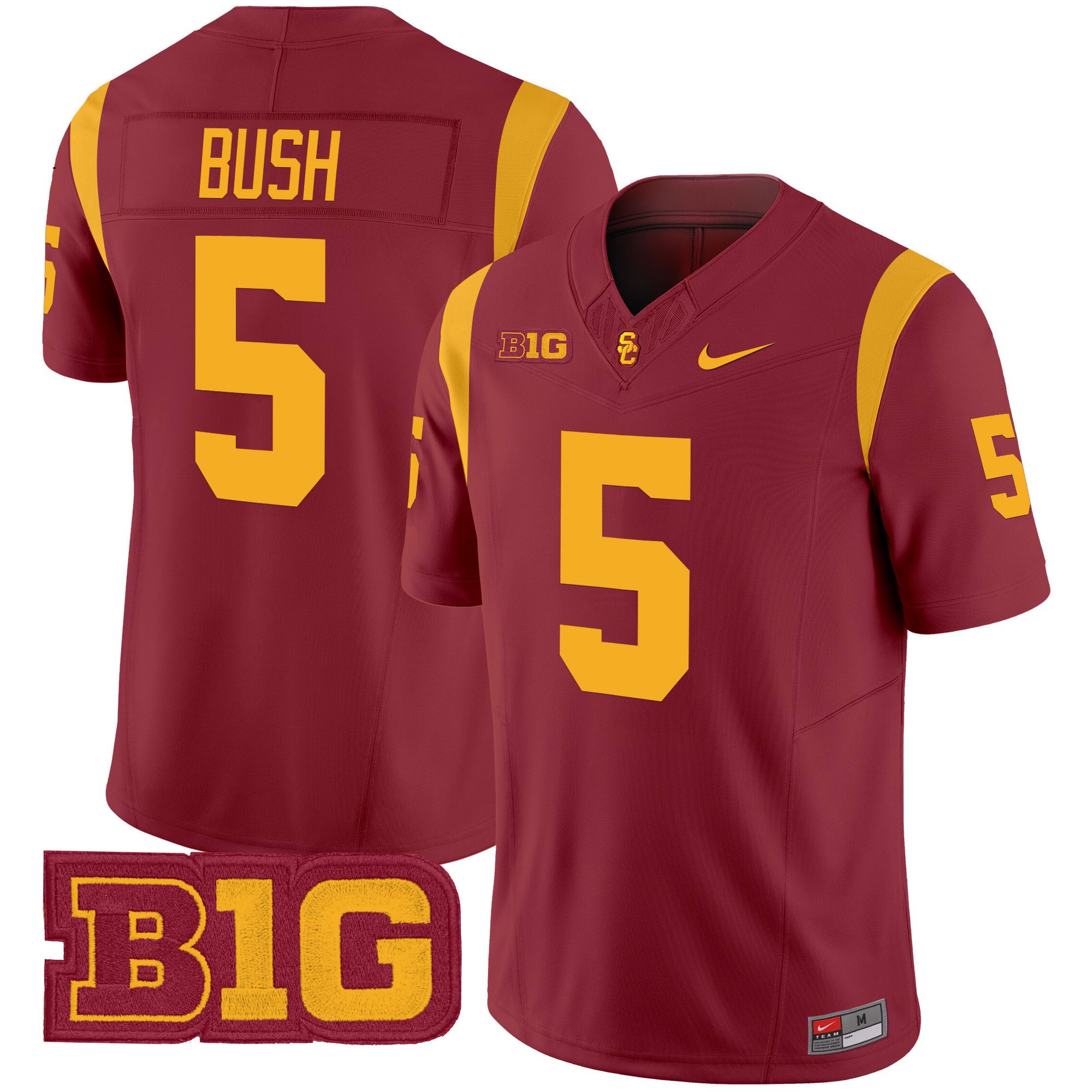 Men USC Trojans #5 Bush Red Nike 2024 Vapor Limited NCAA Jersey style 1